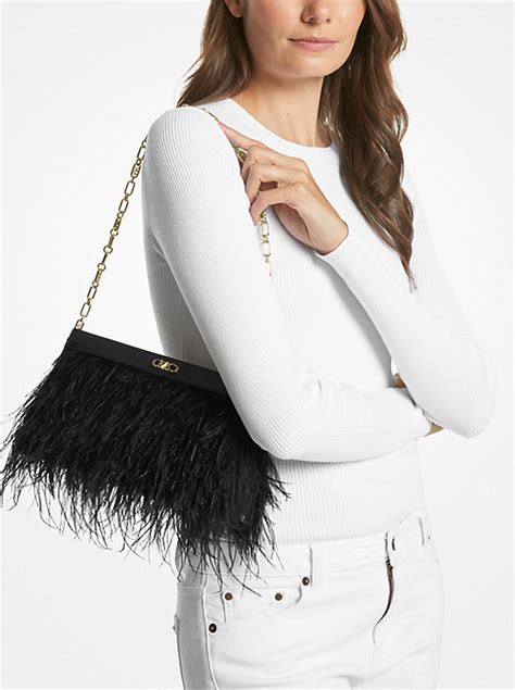 michael kors tabitha 4|Tabitha Large Feather Embellished Clutch .